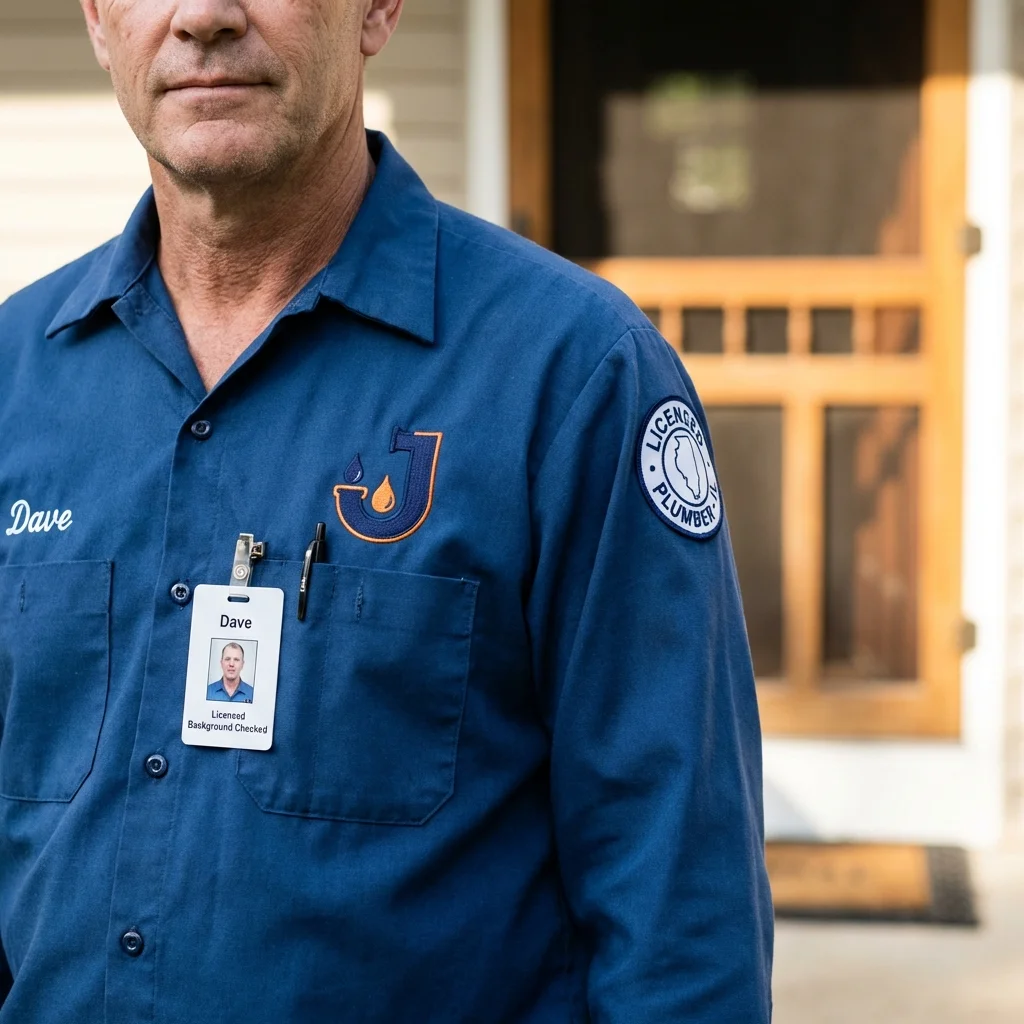 Licensed plumber showing ID badge in Murrysville, PA