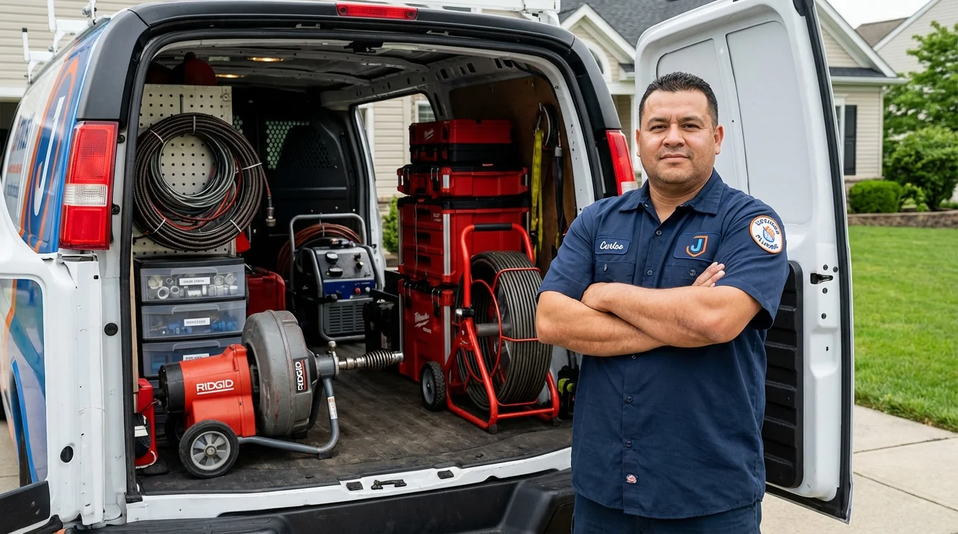Professional drain cleaning equipment and Johns Plumbing LLC plumber in Murrysville