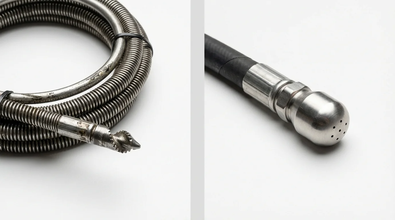 Drain snake cable and hydro jetting nozzle used for drain cleaning in Murrysville, PA