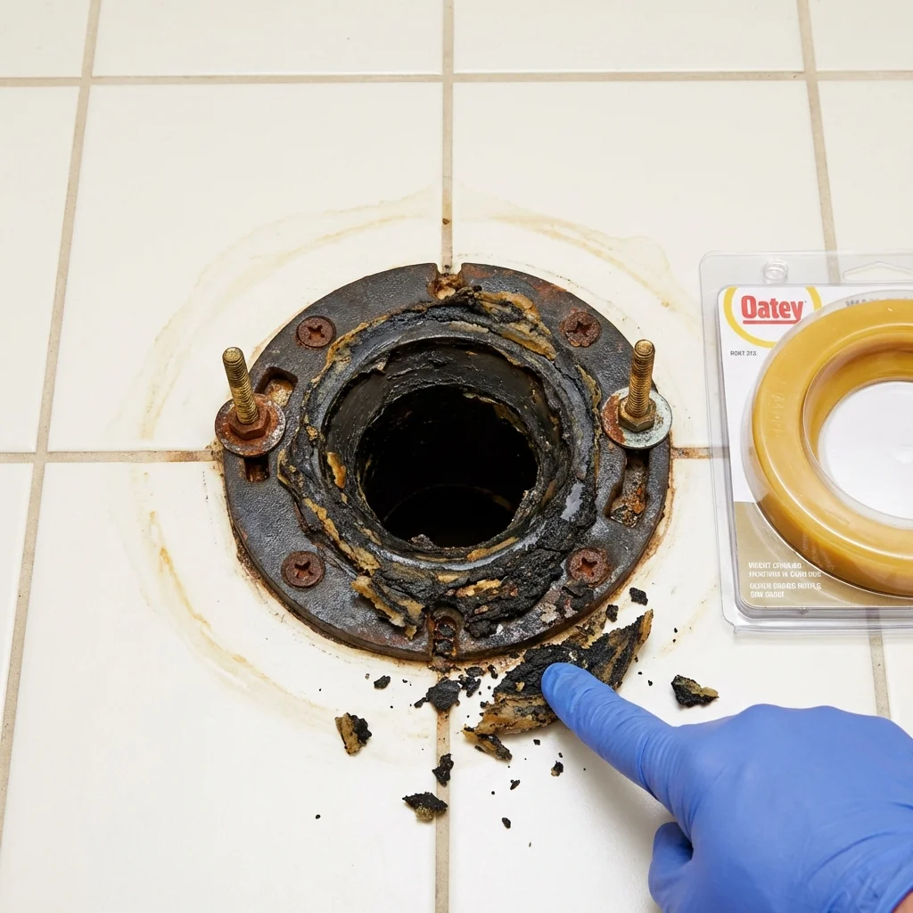 Failed wax ring showing water seepage at the base of a toilet in a Murrysville, PA home